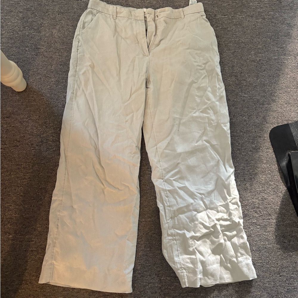 Abercrombie & Fitch Cream linen pants Relaxed Fit